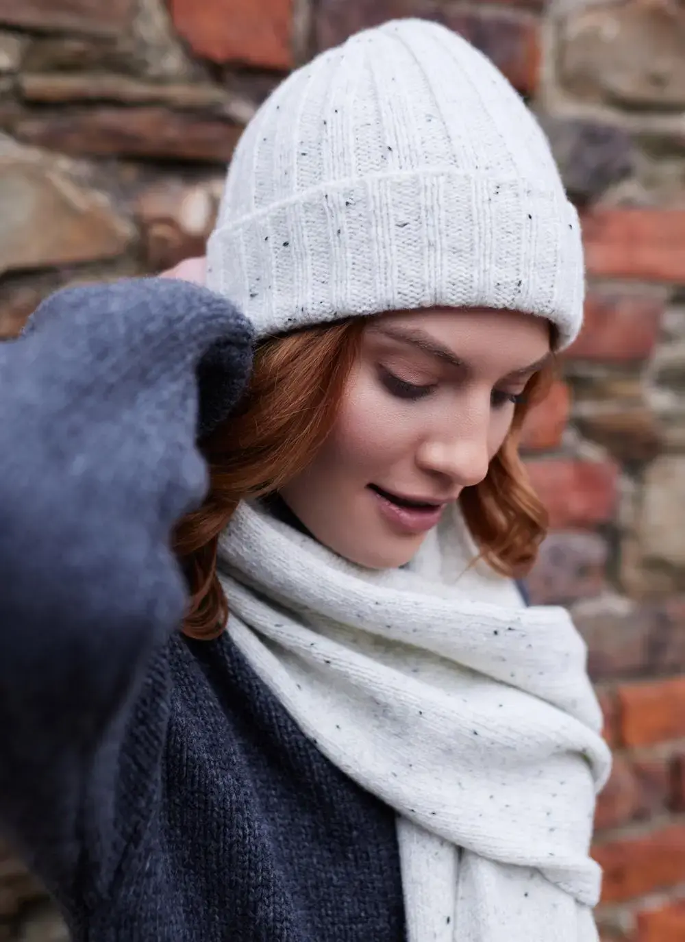 Wool Cashmere Tweed Ribbed Beanie